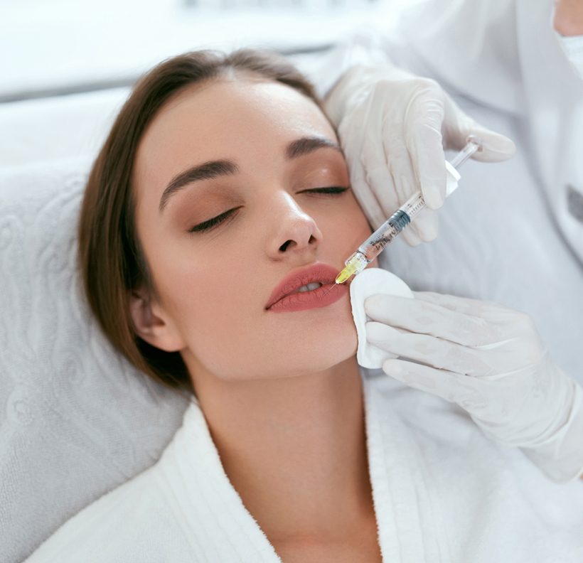 Lip Augmentation. Woman Getting Beauty Injection For Lips, Facial Beauty Procedure. High Resolution